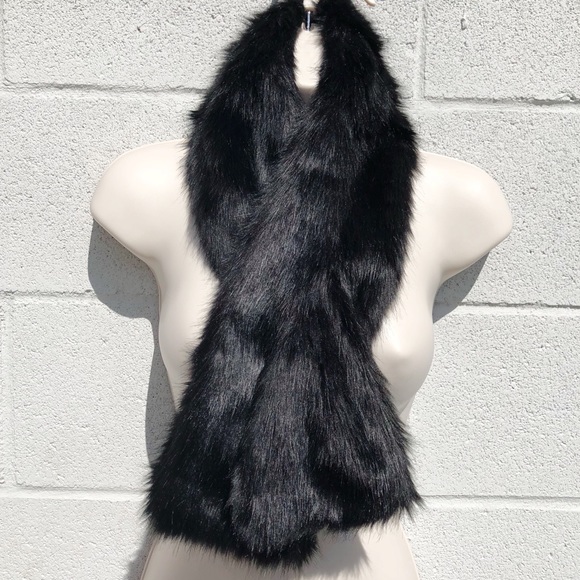 Unreal Fur Accessories - Black Faux Fur Scarf